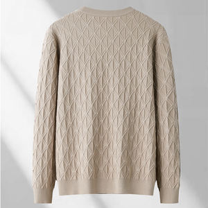 ผู้ผลิตเสื้อสเวตเตอร์ชายปี 2026 เสื้อไหมพรมแจ็คการ์ดแบบสวมลำลอง เสื้อถักคอวีสำหรับฤดูหนาว เสื้อจั๊มเปอร์ผ้าฝ้ายถัก - Product Image 4