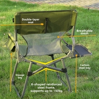Chaise pliante de réalisateur en acier inoxydable, légère, portable, avec dossier haut, pour le camping en plein air, le parc et l'hôtel