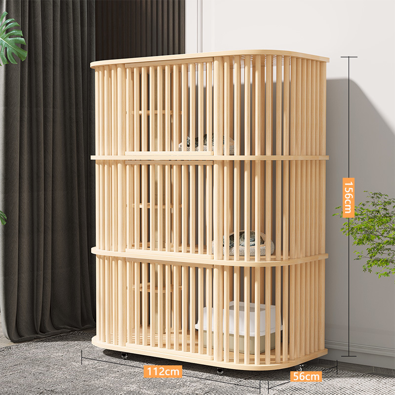Cage ovale à trois niveaux pour chat Beige 112*56*56cm