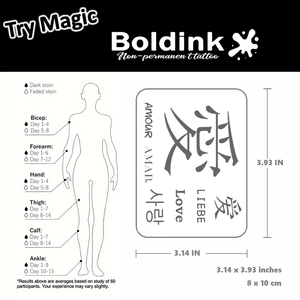 Tatuaje semipermanente de tinta Jagua, arte corporal con caligrafía Kanji personalizada de Boldink, resistente al agua, de larga duración (2 semanas). - Product Image 4
