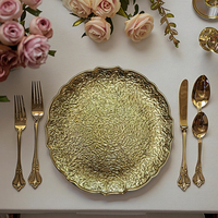 Assiettes de présentation dorées en plastique PP écologiques, personnalisables et pigmentées, en stock au Fujian, pour mariages – Vente chaude