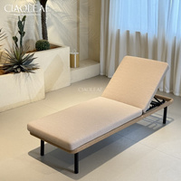 Chaise longue de piscine avec coussin et dossier réglable pour terrasse extérieure