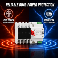 Interrupteur de transfert automatique et manuel triphasé sur rail DIN CNFLY TOQ5-100/4 4P 63A/100A/125A CA, capacité de coupure 10kA