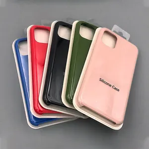 Coque de téléphone en silicone liquide officielle de luxe à bord complet pour iPhone 15 Pro max 14 13 7 8 Plus coque de téléphone personnalisée en silicone