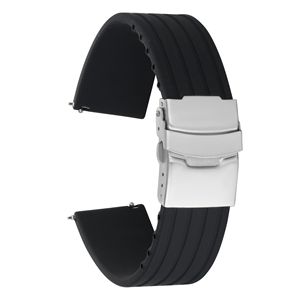 Bracelets de sport universels à dégagement rapide en acier inoxydable et silicone, fermoir pliable premium, 18 20 22 24 mm, orange rayé, étanches - Product Image 5