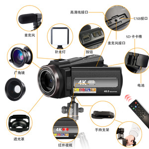 DV Camera 4K 48MP With Wide Angle Lens Mic Light Remote Control For Video <b>Recording</b> And Photography - Product Image 1