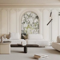 Papier peint mural en marbre vert 3D gaufré beige crème, panneau de plâtre européen, décoration intérieure pour villa, chambre et salon