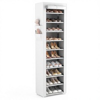 Meilleure Vente : Meuble à Chaussures Empilable 10 Niveaux avec Housse, Grande Capacité (20-22 Paires), Meuble de Rangement Haut pour Chaussures