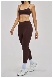 Nouvel ensemble de yoga pour femme : débardeur fitness à séchage rapide, soutien-gorge dos nu à fines bretelles et leggings décontractés pour la course et la gym - Product Image 5