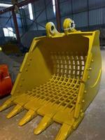 Godet squelette pour excavatrice PC350/CAT335, 1,6 m³, pour le nivellement du gravier, le tri et le criblage des matériaux, et la séparation des roches du sol.