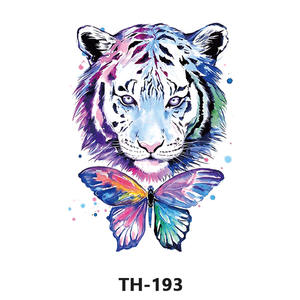 Hermosos dibujos de arte corporal Sexy Tigre <span class=keywords><strong>animales</strong></span> transferencia de agua mangas de brazo pierna pecho temporal tatuaje negro flores para mujeres - Product Image 2