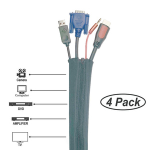 Organizzatore di Cavi in Neoprene Personalizzato, Set da 4, 19-20 Pollici, Protezione Cavi con Cerniera per Gestione Cavi di Scrivania, Computer e TV - Product Image 6