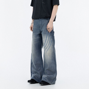 美式潮流复古仿旧龙爪破洞工装多用途宽松直筒休闲裤男 - Product Image 2