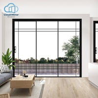 Puerta Corredera Plegable de Aluminio Negro Moderno con Vidrio para Cocina y Comedor, Puerta Interior Personalizada