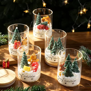 Bougie parfumée de Noël personnalisée dans un bocal en verre avec couvercle, décoration de maison pour les fêtes, cadeau, bougie d'aromathérapie, vente en gros - Product Image 1