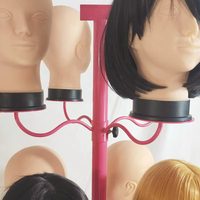 Présentoir Rotatif Métallique pour Perruques Lace Front, Têtes de Mannequin sur Pied Personnalisable en Magasin, Bundles de Cheveux Tressés Humains