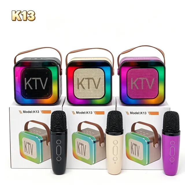 K13PRO Portable All-in-one BT Karaoke Speaker With Phone Holder Dual Microphones Home Wireless Family KTV Audio