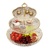 Présentoir à fruits rond à trois niveaux en plastique, style luxe léger, pour fruits secs et bonbons, idéal pour l'inauguration de la maison