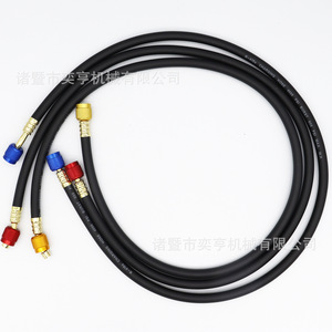 Tubo de carga de refrigerante negro para aire acondicionado R410a, manguera flexible de latón de alta presión con tapas rojas, amarillas y azules - Product Image 5