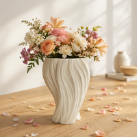 Vase à fleurs en céramique blanc mat, sculpture torsadée, texture ondulée, style nordique, décoration d'intérieur ARM LVG
