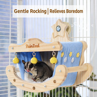 Nid suspendu en bois pour petaurs et perroquets, hamac balançoire en bois massif avec coussin moelleux et clochette, fixation pour cage