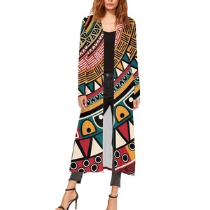 Cardigan décontracté à manches longues pour femmes en style tribal africain Kimono ample imprimé hauts chemisier tissé en usine Hotsale - Product Image 1