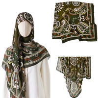 NOUVEAU Foulard carré imprimé floral ethnique en mousseline de soie, style hijab malaisien, pour femme, 130x130cm