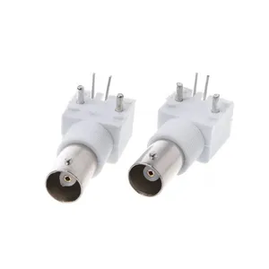 R/A White Plastic Housing Panel PCB Mount Female BNC Connector