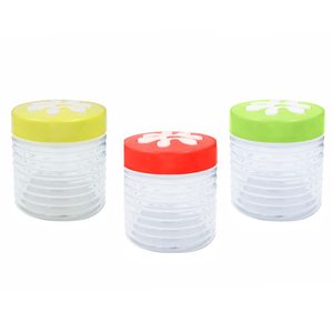 Ensemble de 3 pots en verre avec couvercles jaune rouge vert 12x11cm pour le sel, le café, le sucre, les bonbons, récipients de stockage - Product Image 1