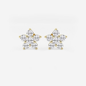Boucles d'oreilles clous fleur en diamant rond de 1 1/2 carat cultivé en laboratoire, bijoux élégants et étincelants, parfaits pour le quotidien et les occasions spéciales - Product Image 3