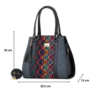 Bolso de Mano de Algodón Azul Marino para Mujer, Marca Fana Fauna, Tamaño Mediano, Estampado de Leopardo, para Uso Diario, Bolso de Playa - Product Image 4