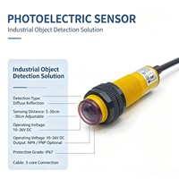 Set Sensor Fotoelektrik Syivbo E18-5DL & E18-5DC4 M18 Tipe Through Beam, Jangkauan Maksimal 5m, DC10-36V, NPN NO, IP67, Plastik ABS