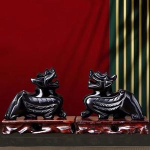<span class=keywords><strong>Obsidienne</strong></span> Fengshui naturelle Animal sauvage mythique sculpté à la main en cristal <span class=keywords><strong>Pixiu</strong></span> pour la décoration intérieure - Product Image 3