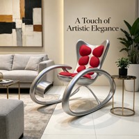Fauteuil inclinable d'appoint Space Shape avec structure en acier inoxydable, revêtement en cuir microfibre imperméable, portable, pour extérieur, appartement de luxe, chambre à coucher