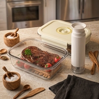 Boîte à lunch Bento rectangulaire en verre borosilicaté sous vide pour conserver les aliments frais avec pompe