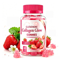 Gummies au collagène et au glutathion pour éclaircir la peau, anti-âge, améliorer la densité osseuse, complément beauté, saveur fraise, 3g, 60 gummies