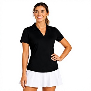 Polo de Manga Corta Negro para Mujer, Ligero, Informal, para Golf, Tenis, Deportes, Ropa Deportiva de Verano, Proveedor Mayorista - Product Image 4