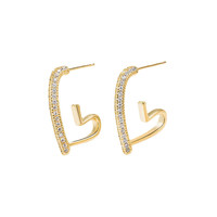 Nouvelle Tendance Boucles d'Oreilles Pendantes Grand Cœur Creux en Cristal pour Femmes Mode Coréenne Bijoux Artistiques Individuels Accessoires de Gros