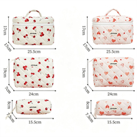 Ensemble de trousses de maquillage JOYSUN en coton matelassé à grands motifs floraux pour femmes, fermeture éclair, pour voyage, trousse de toilette élégante à motifs floraux