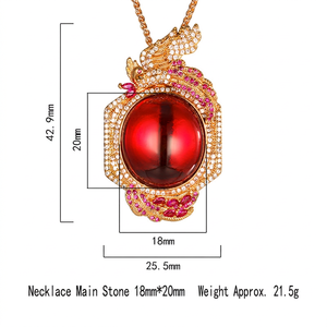 High Quality Eco-friendly <b>Copper</b> 14K Gold Filled Oval Cut 18*20 Imitation Geometric Pendant Necklace for Women - Product Image 3