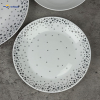 Ensemble de vaisselle en verre opale 18 pièces, motif étoile argentée, assiettes et bols, vente en gros pour la maison, la cuisine, les fêtes de Noël, la décoration de table, les cadeaux