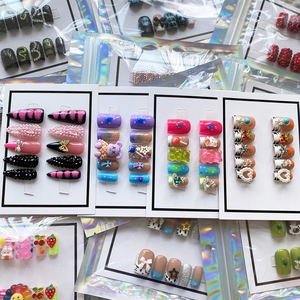 10 Uds. <span class=keywords><strong>Uñas</strong></span> Acrílicas Hechas a Mano con <span class=keywords><strong>Diseño</strong></span> Floral 3D Multicolor, Duraderas, <span class=keywords><strong>de</strong></span> Lujo, Reutilizables, Venta al por Mayor - Product Image 2