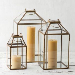 Modern Round Metal <b>Lantern</b> with Glass Panels for Dining Table and Home Decorative Lighting - Product Image 6
