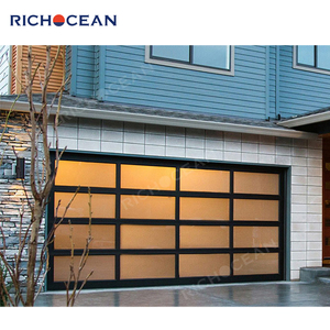 Portes de <span class=keywords><strong>garage</strong></span> en aluminium RICHOCEAN avec grilles givrées et vitrages sectionnels coulissants pour la sécurité de la maison - Product Image 2