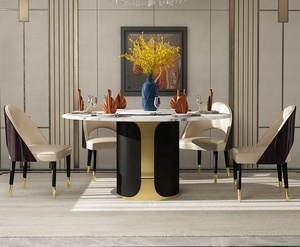 Mesa de comedor redonda de mármol, diseño de lujo, estilo italiano, con diseño redondo - Product Image 2