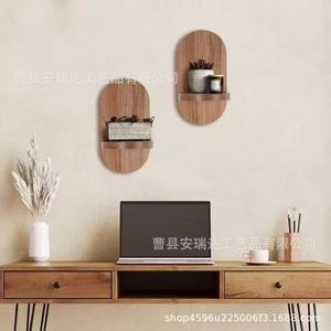Wooden <b>Wall</b> <b>Mounted</b> <b>Shelf</b> Round Shape Single Layer For Home Decoration And Storage - Product Image 4