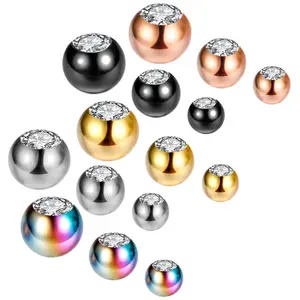 YICAI 316L Surgical Steel Replacement Balls Crystals Screw Labret Barbell Tongue Ring Bar Piercing DIY Body Jewelry