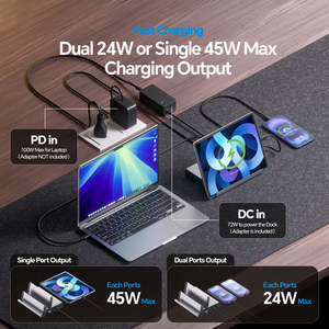 Docking Station con Display triplo PULWTOP con doppio supporto con 100W PD, <span class=keywords><strong>3</strong></span> <span class=keywords><strong>HDMI</strong></span> + 2 DP 4K, 2 USB-C PD, Ethernet (Driver richiesto) - Product Image 3