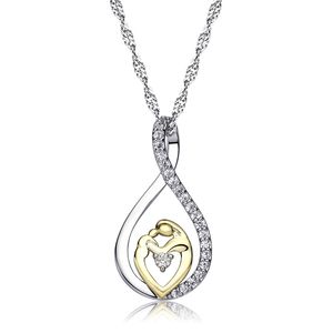 Collier pendentif pierre de naissance en zircon plaqué or 14 carats, chaîne torsadée style Singapour, pour femme, Fête des Mères - Product Image 1
