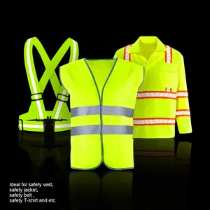 Wholesale Hi Vis Custom Light Polyester Silver Grey Sew on Reflective Fabric Retro Tape for Clothing